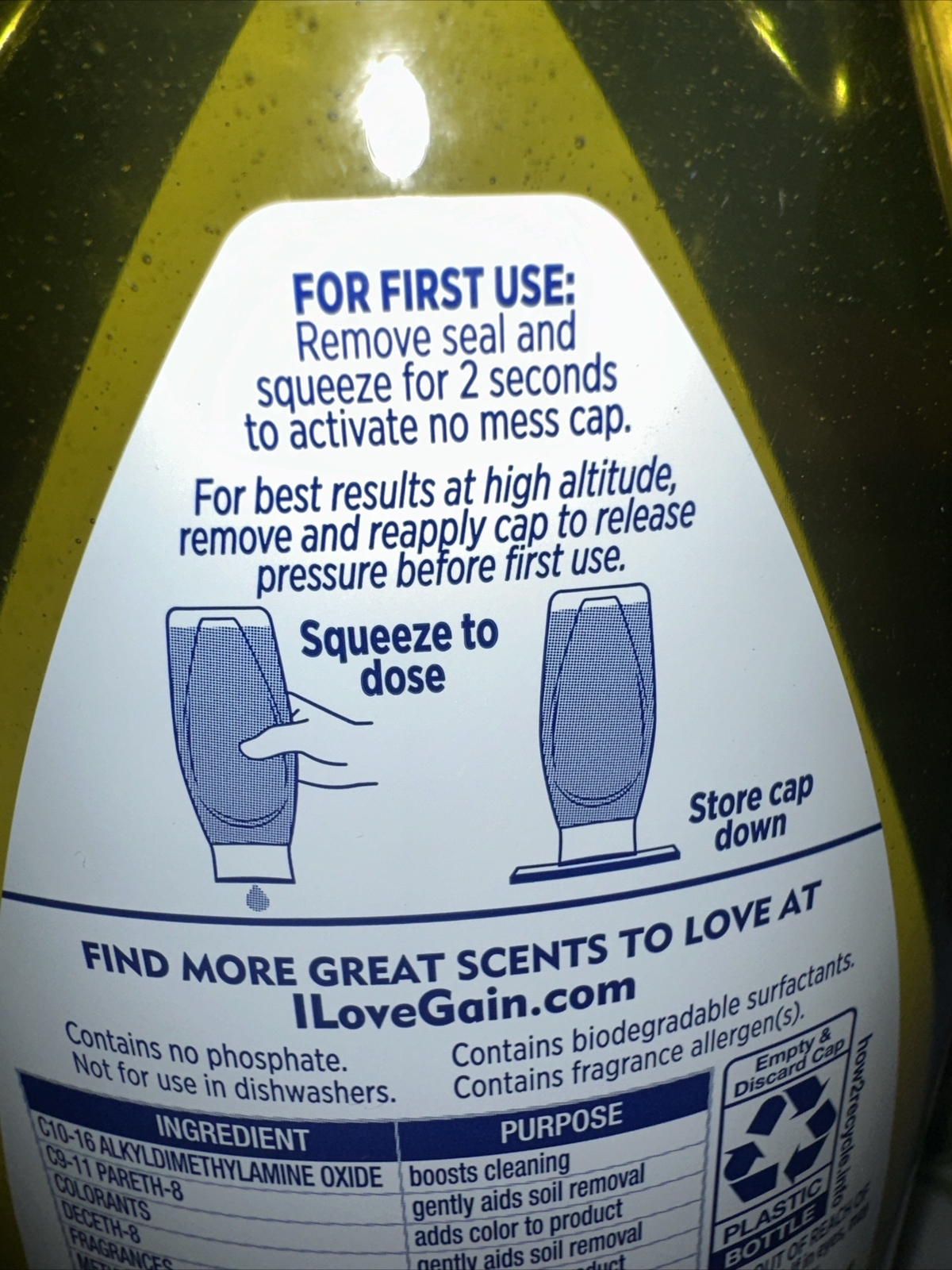 GAIN Lemon Zest Scent Ultra Clean Dishwashing Liquid EZ-Squeeze 24.3fl.oz X 2