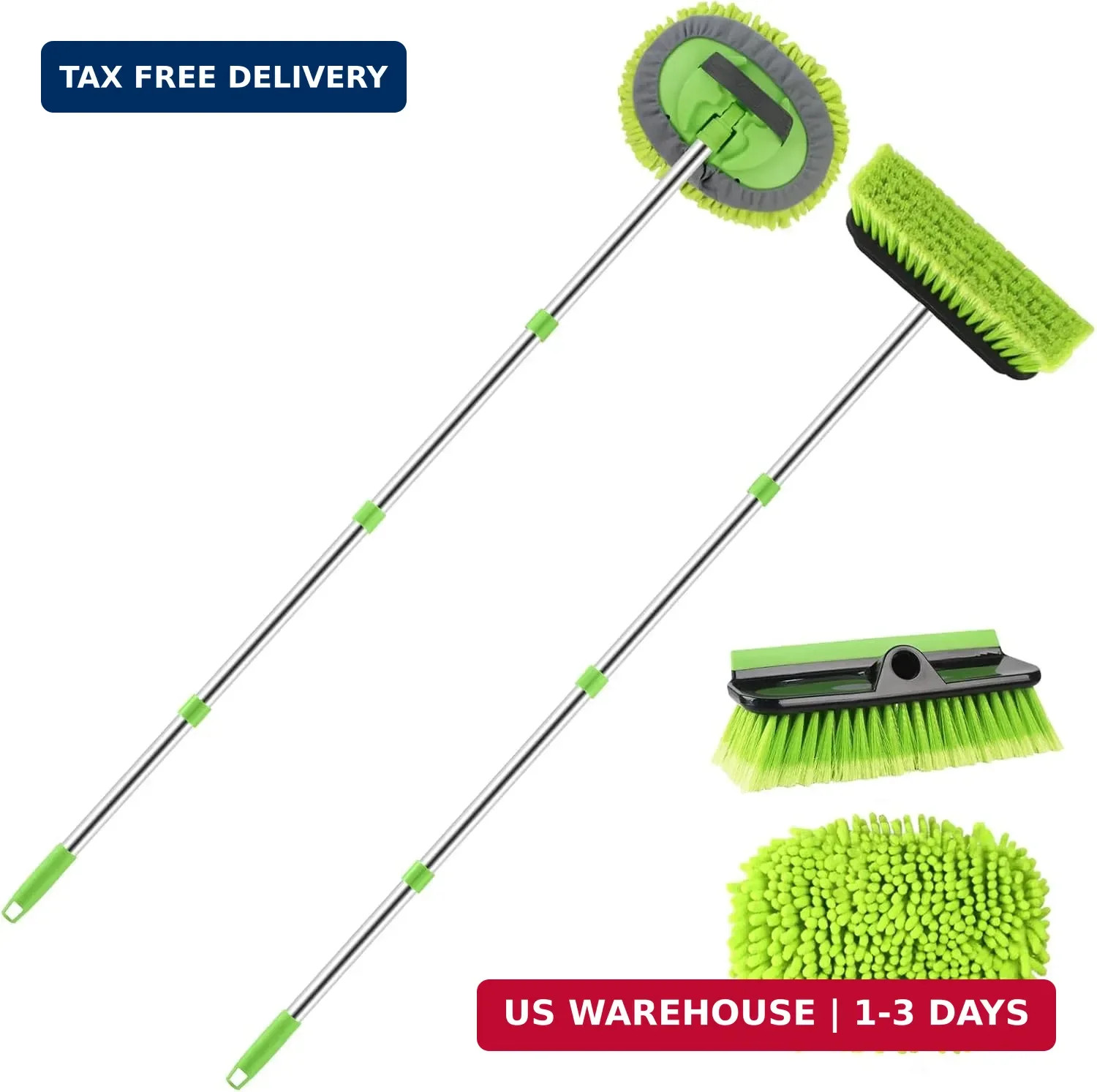 2 Pack Car Wash Brush with Long Handle, 62″ Microfiber Car Wash Mop and Car Wash