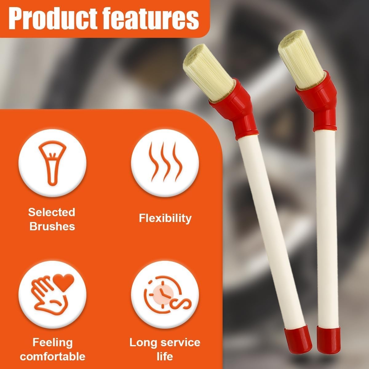 2PCS Car Curved Tire Mounting Paste Lube Brush, 45 Degree Angle Head Auto Wheel