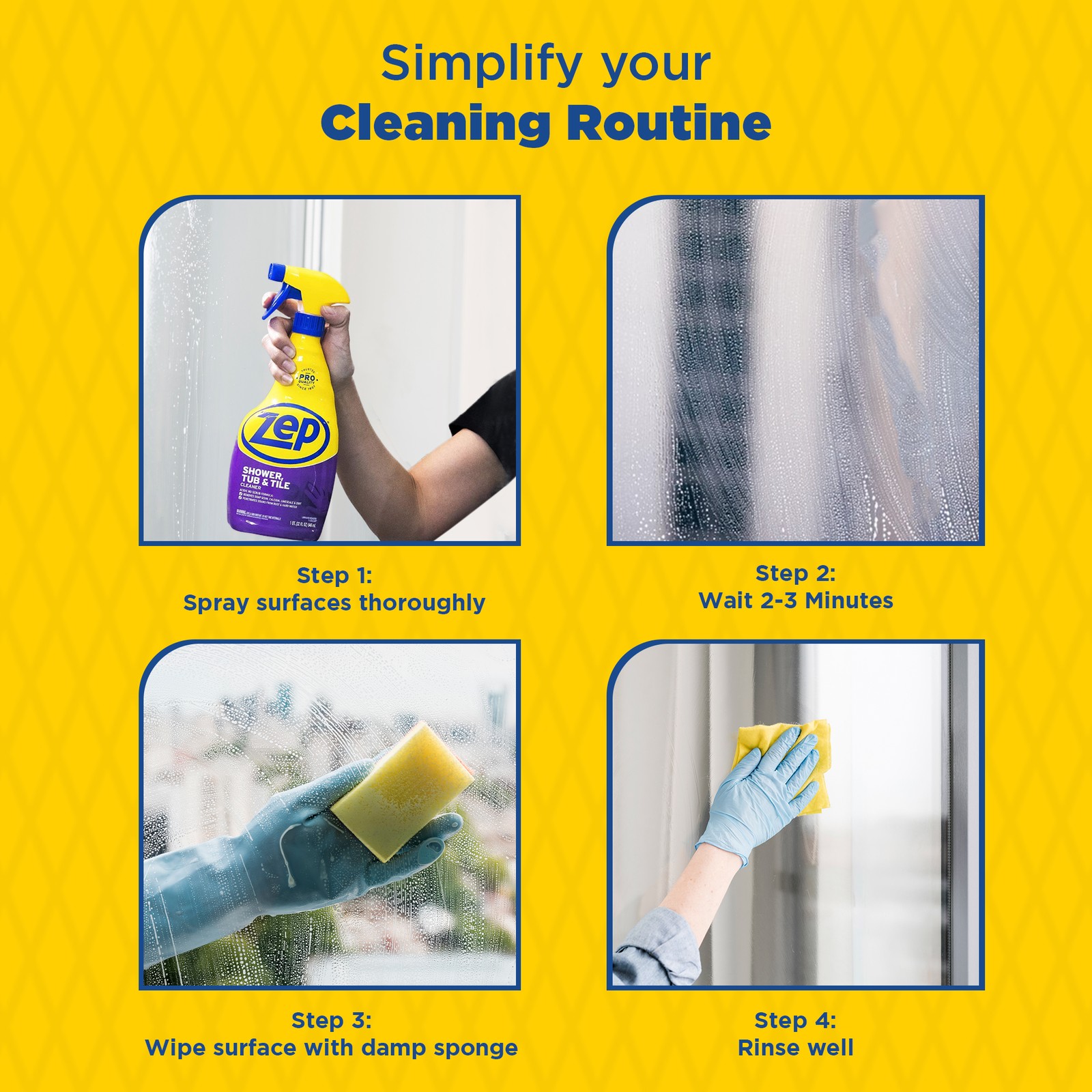 Zep Shower Tub and Tile Cleaner 32 oz ZUSTT32 (Case of 4) – No Scrub Pro Formula