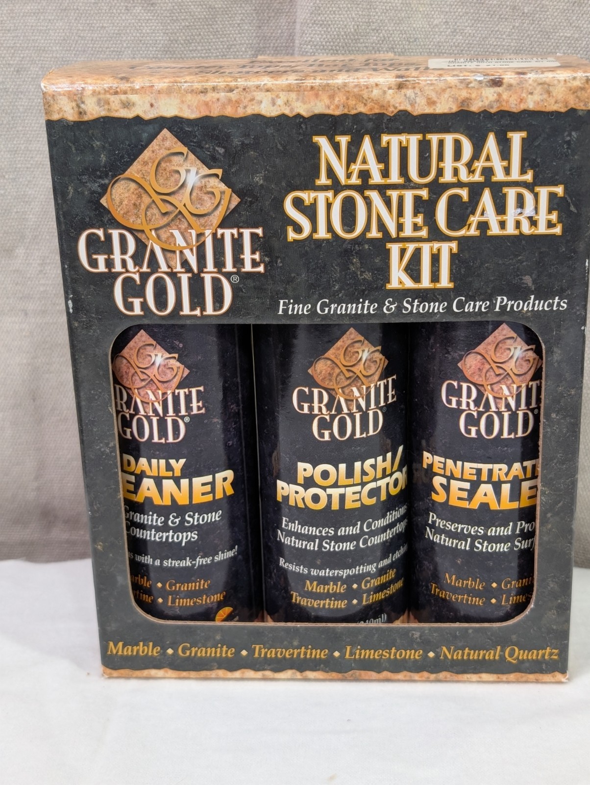 New Granite Gold Natural Stone Care Kit 3 pcs marble travertine limestone quartz