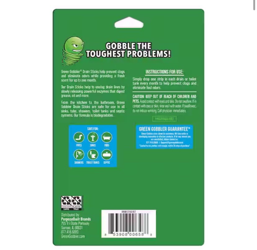 Green Gobbler Bio-Flow Drain Cleaning and Deodorizing Sticks (10-pack)