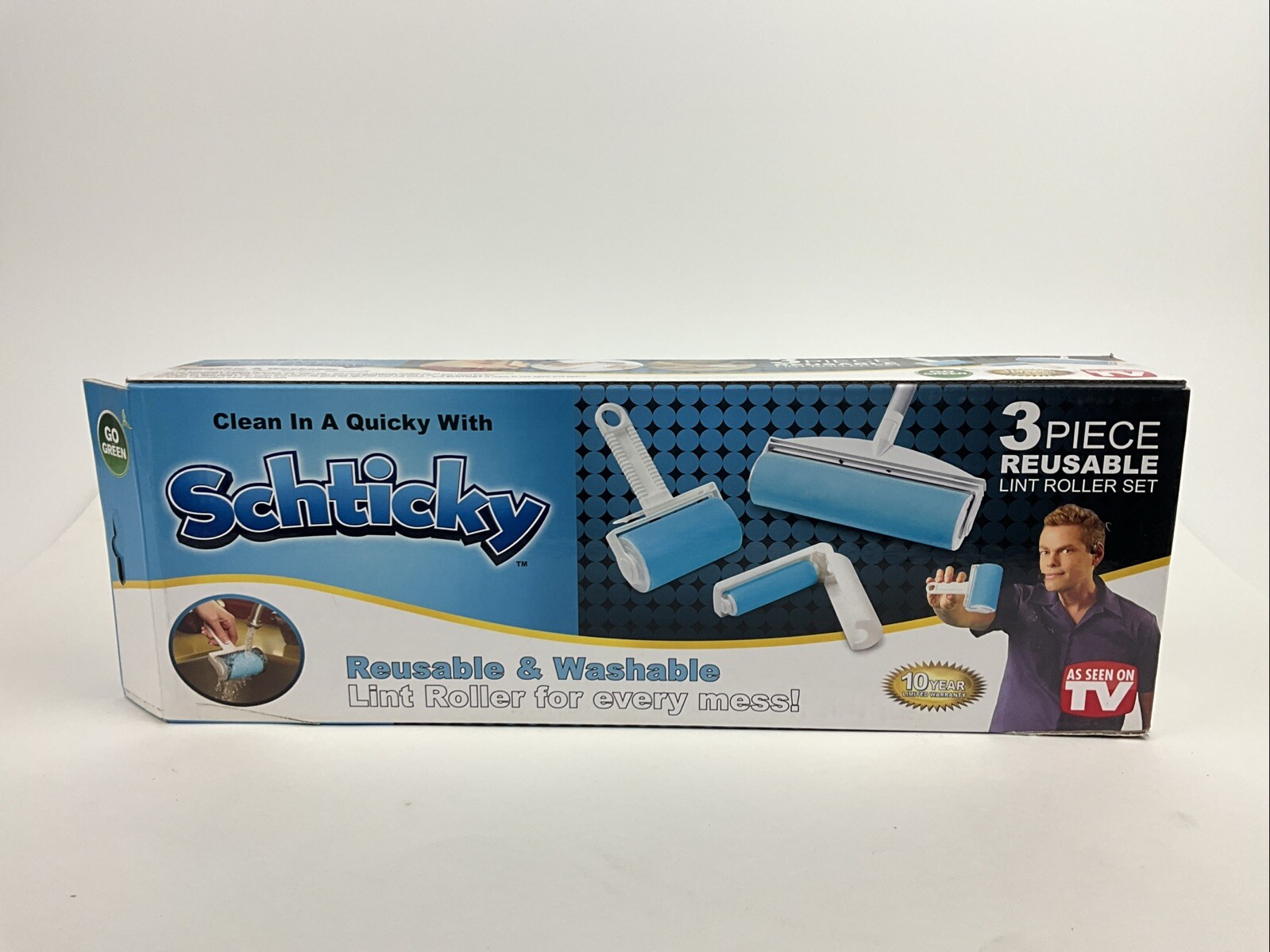 SCHTICKY 3 Piece Set Reusable Washable Lint Roller Clothes Pets ~ As Seen On TV