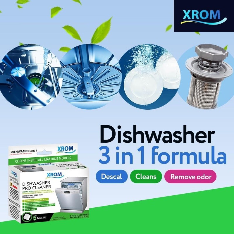 Dishwasher Cleaner Tablets 3 in 1 Deodorizer Descaler Safe Natural Ingredients