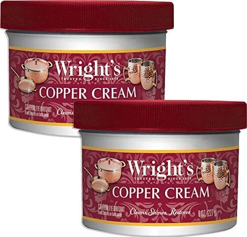 Wright’s Copper and Brass Polish and Cleaner Cream- 8 Ounce – 2 Pack – Gently