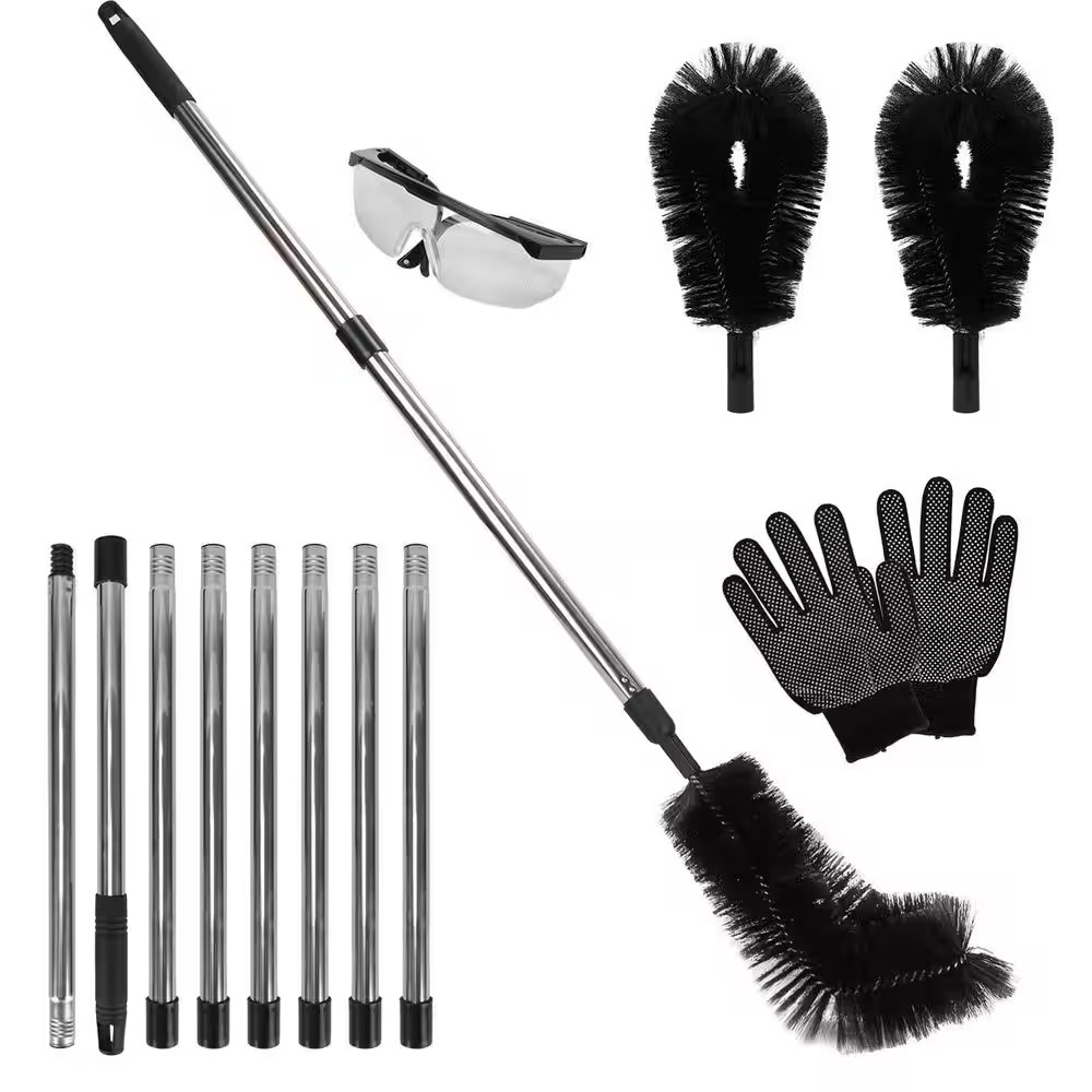 11.5 Ft. Gutter Cleaning Utility Brush with Telescoping Handle, Rain Cleaner Ext