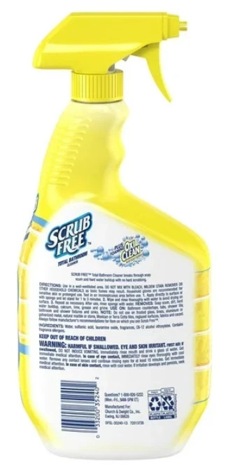 Scrub Free Total Bathroom Cleaner with OxiClean, Lemon Scent, 32 fl oz