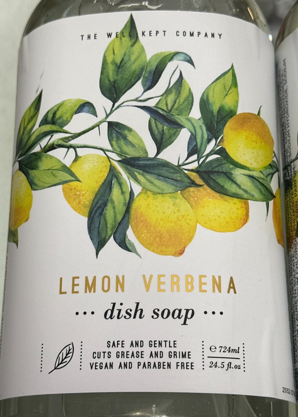 (2-Pk) THE WELL-KEPT COMPANY ~ LEMON VERBENA Essential Oil DISH SOAP Wash 724ml
