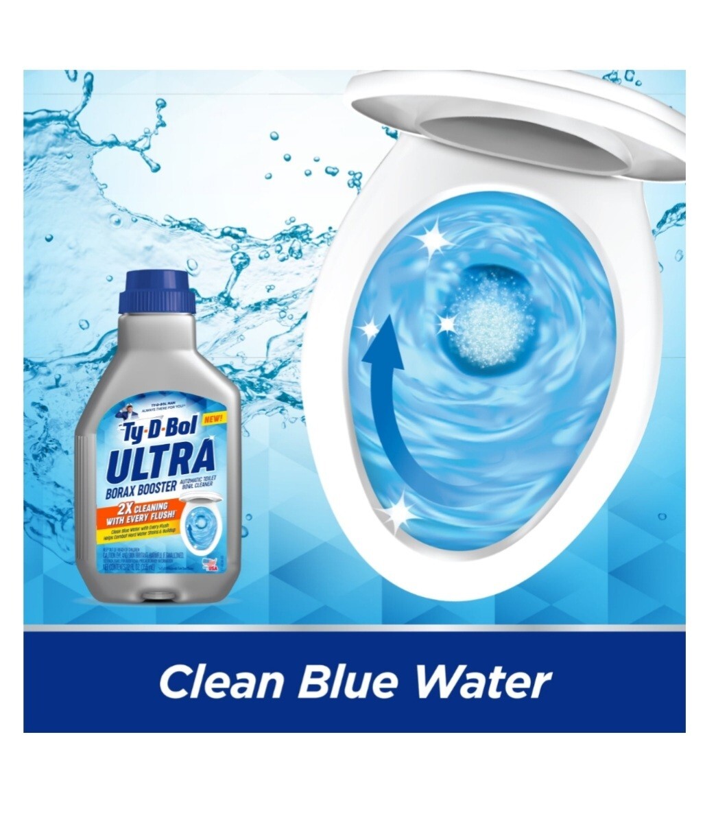 SINGLE BOTTLE TY-D-BOL BLUE ULTRA BOOSTER IN TANK LIQUID TOILET BOWL 2X CLEANER