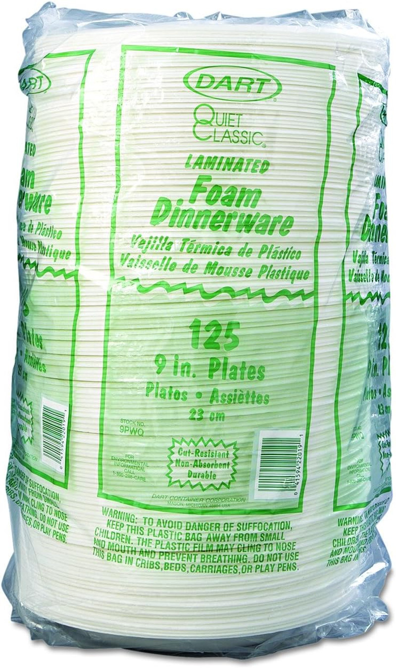 9PWQR 9 in White Laminated Foam Plate (Case of 500)