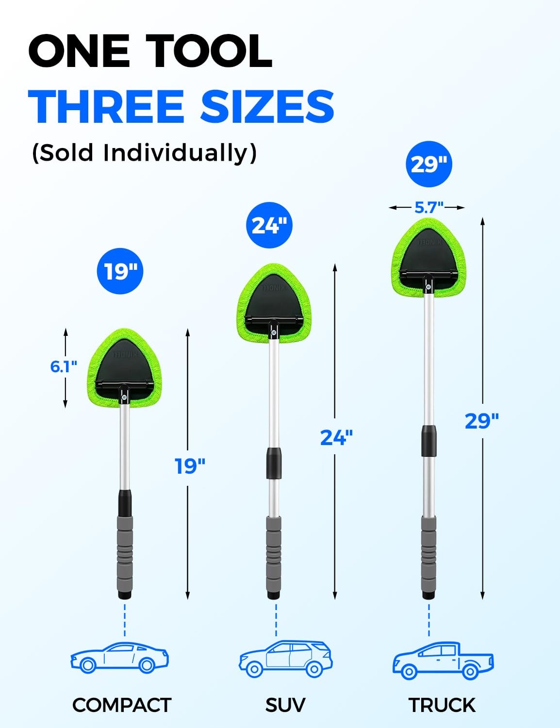 XINDELL Windshield Cleaner Tool – Car Interior Window Cleaning 19in, Green
