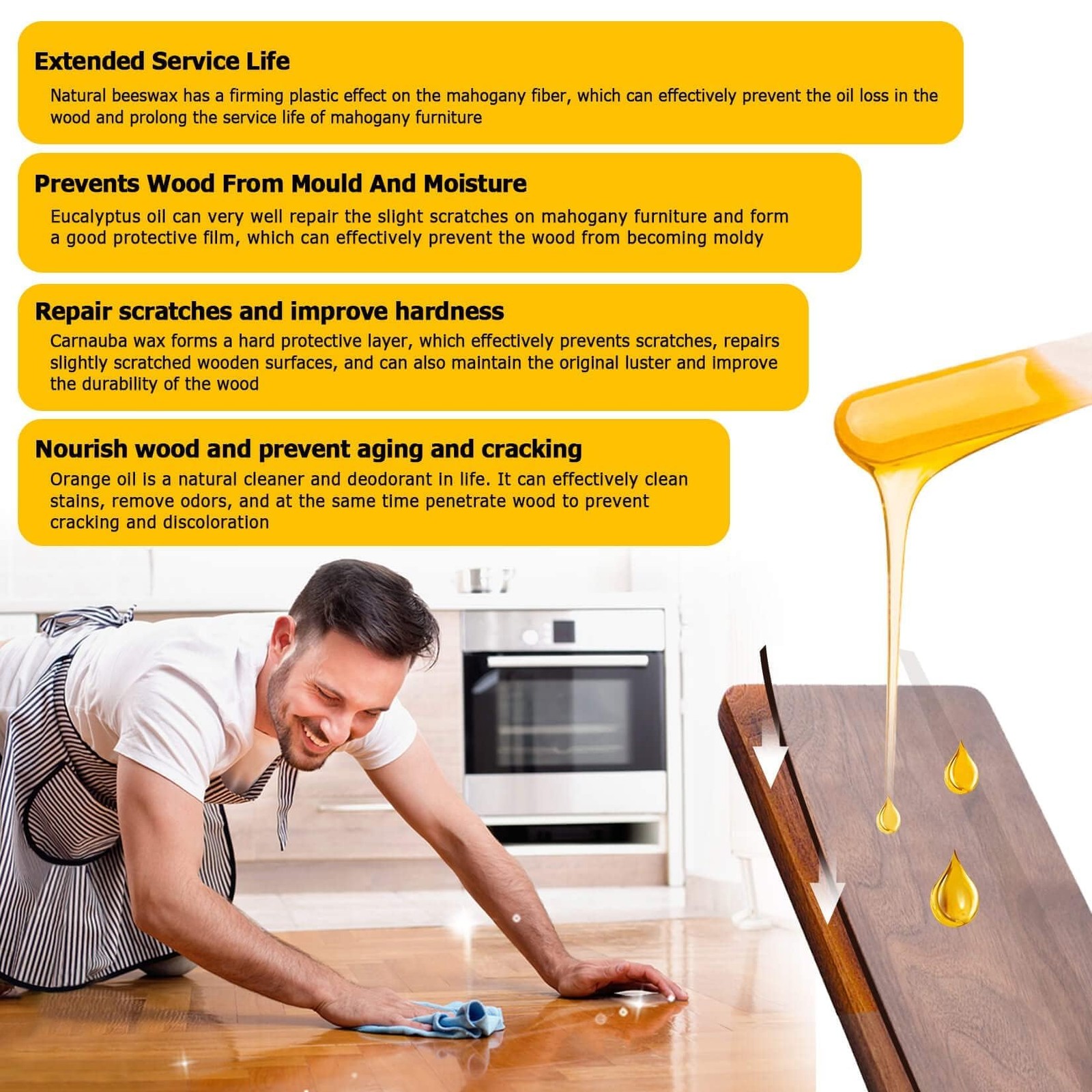 Wood Seasoning Beeswax Furniture Polish – Natural Multipurpose Wax for Care