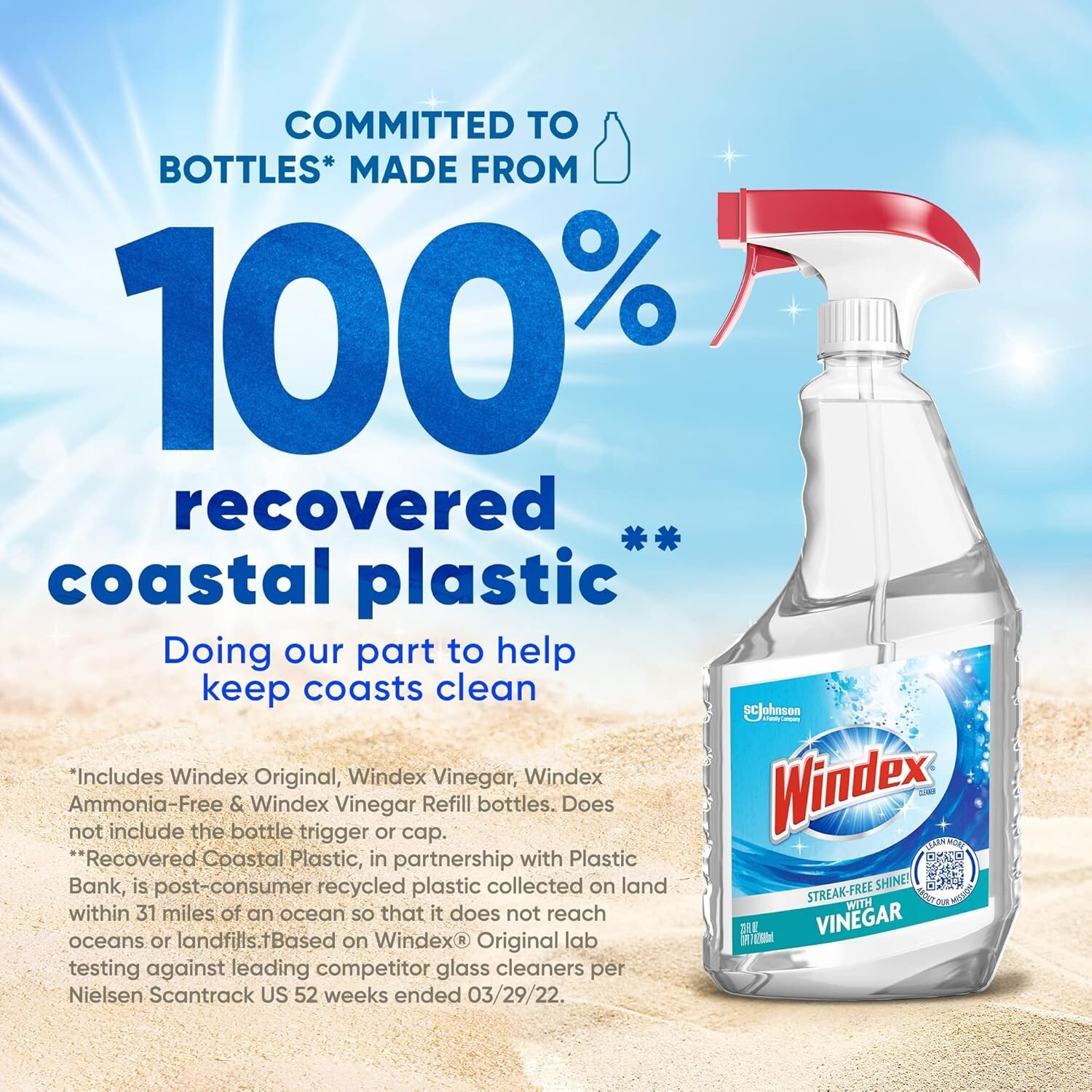 Windex with Vinegar Glass Cleaner Spray Bottle, 23 fl oz.