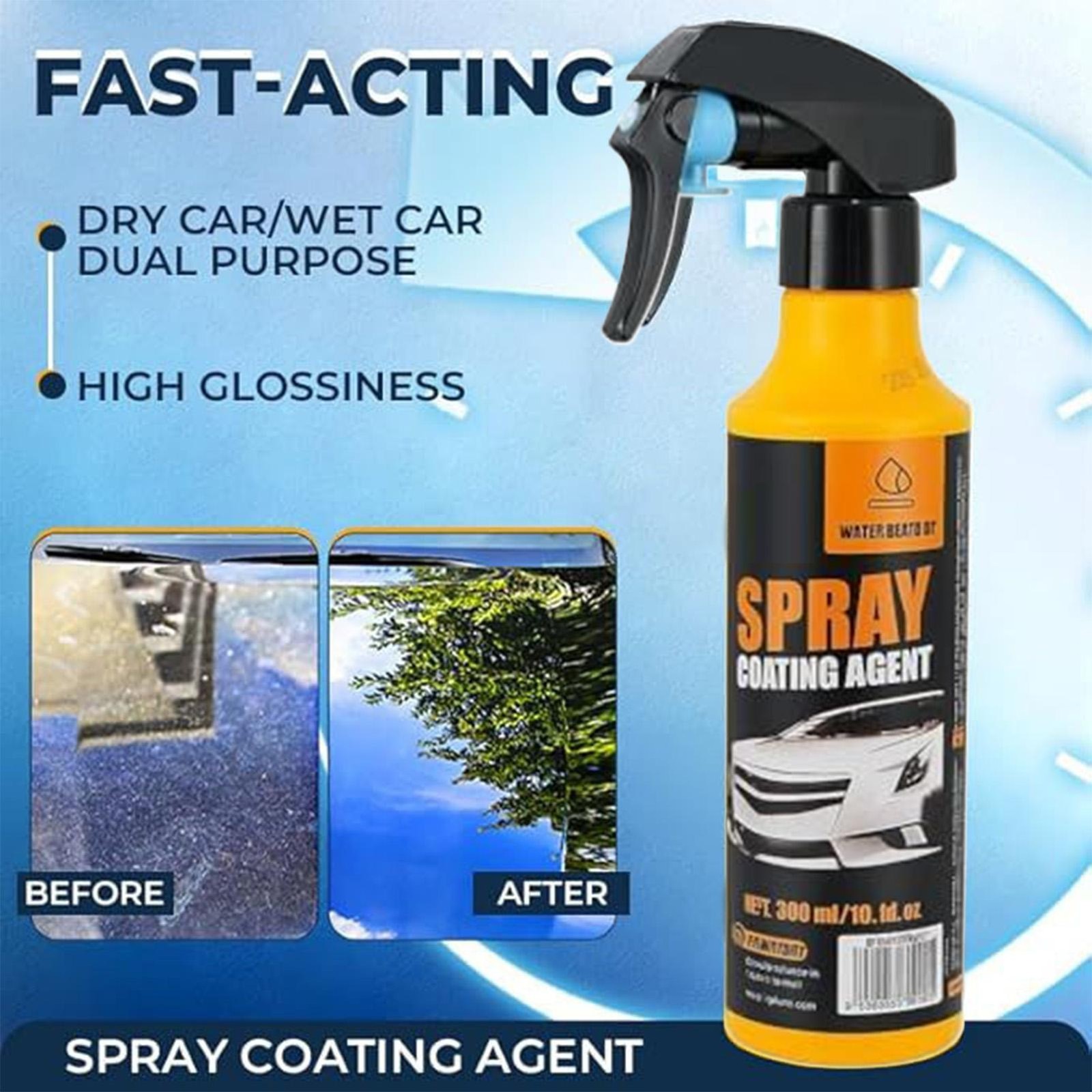 Car Coating Spray 300ml Ceramic Detailer Hydrophobic Glass UV Block Shine Agent