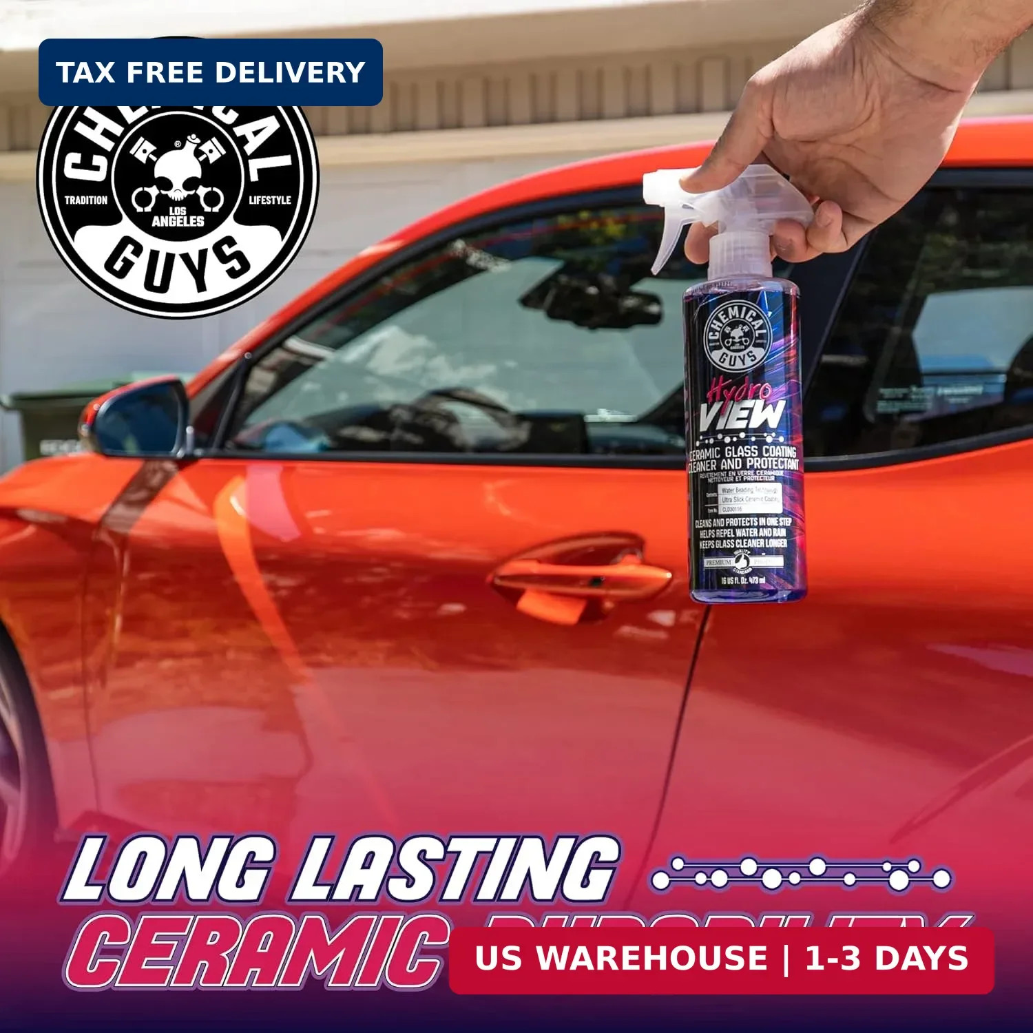 Chemical Guys HydroView Ceramic Glass Cleaner & Coating – Cleans & Adds Hydropho