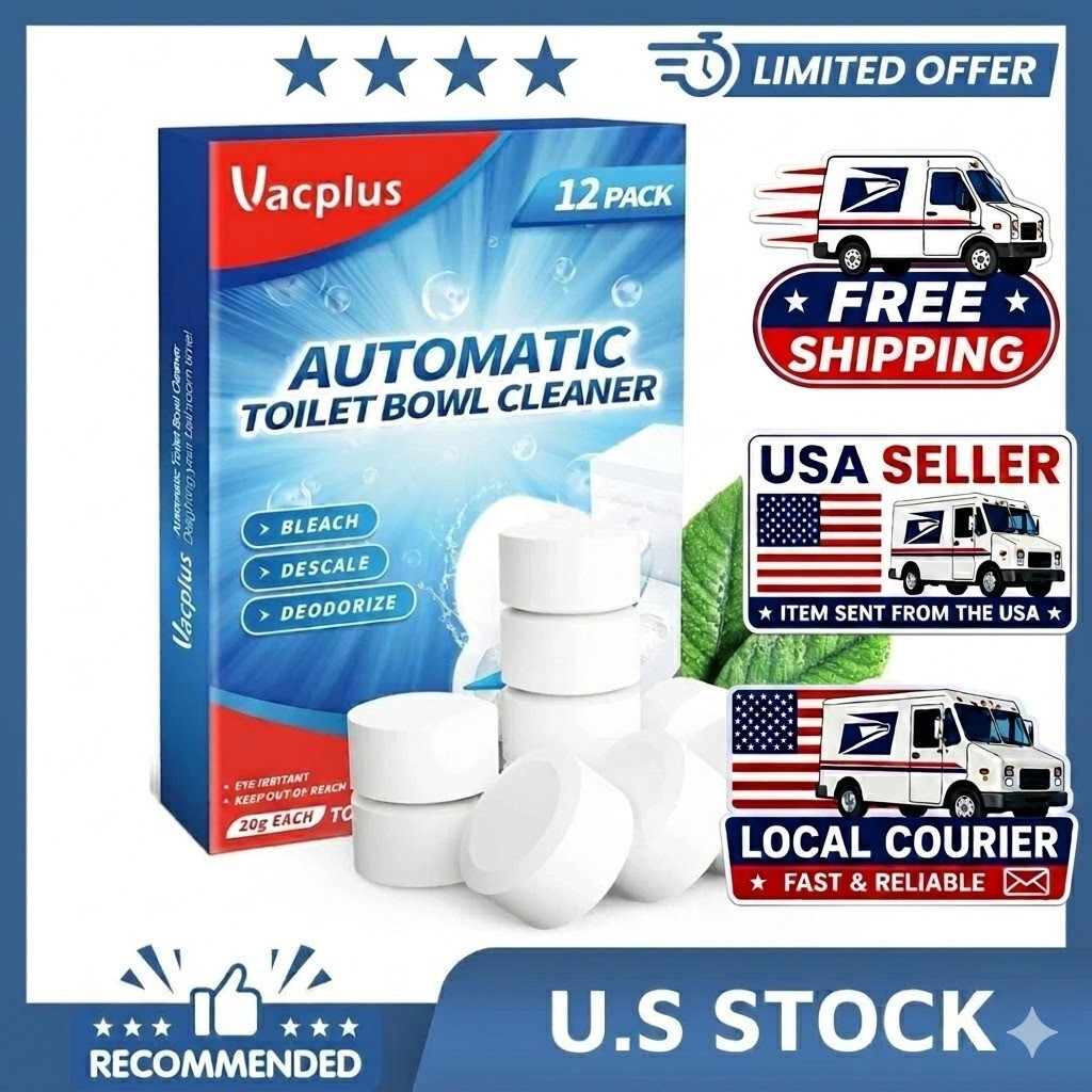 Vacplus Toilet Bowl Cleaner Tablets 12 PACK, Automatic Toilet Bowl Cleaners