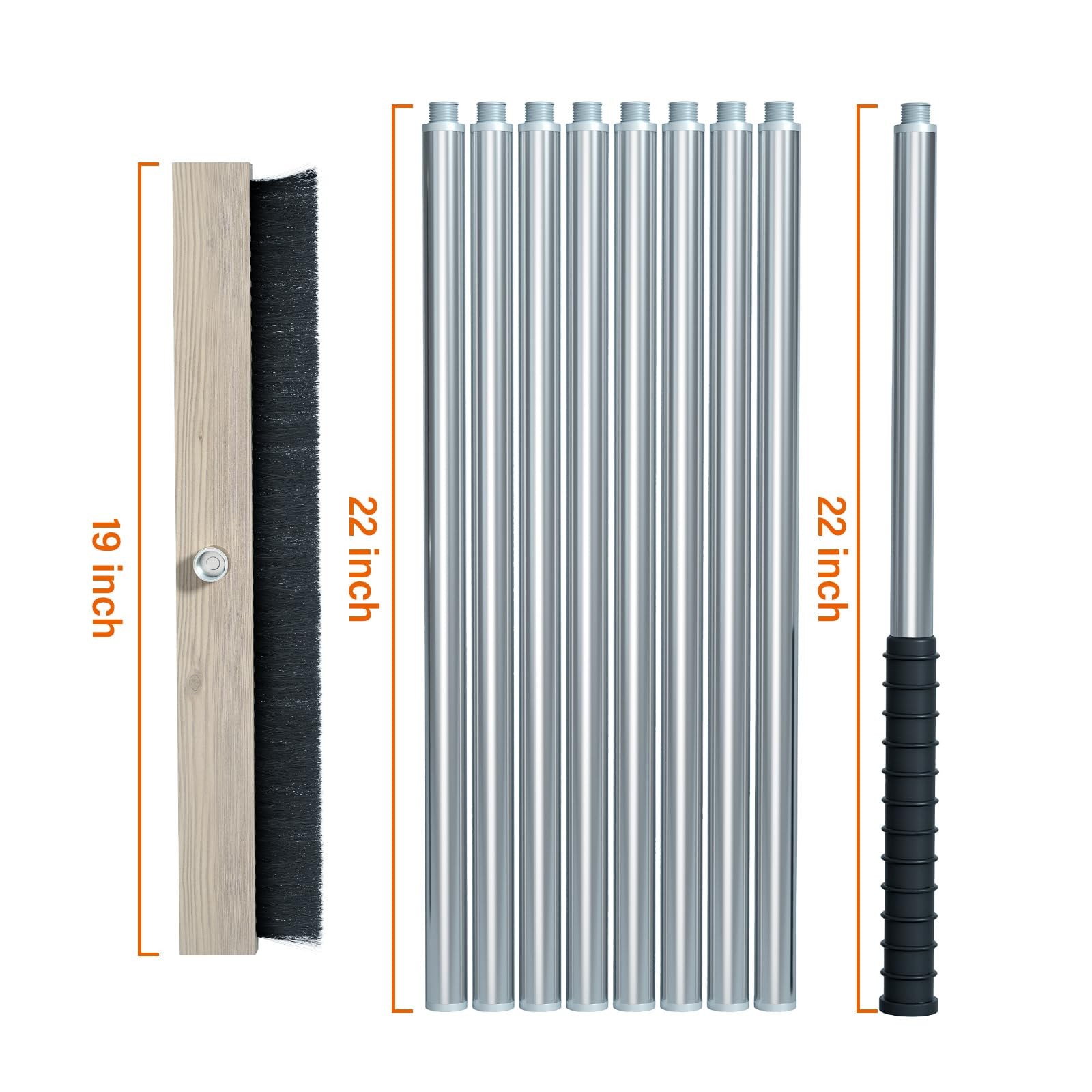 Leaf Roof Brush Cleaning Kit, Stainless Steel Pole (Extends 2ft to 16.5ft), I…