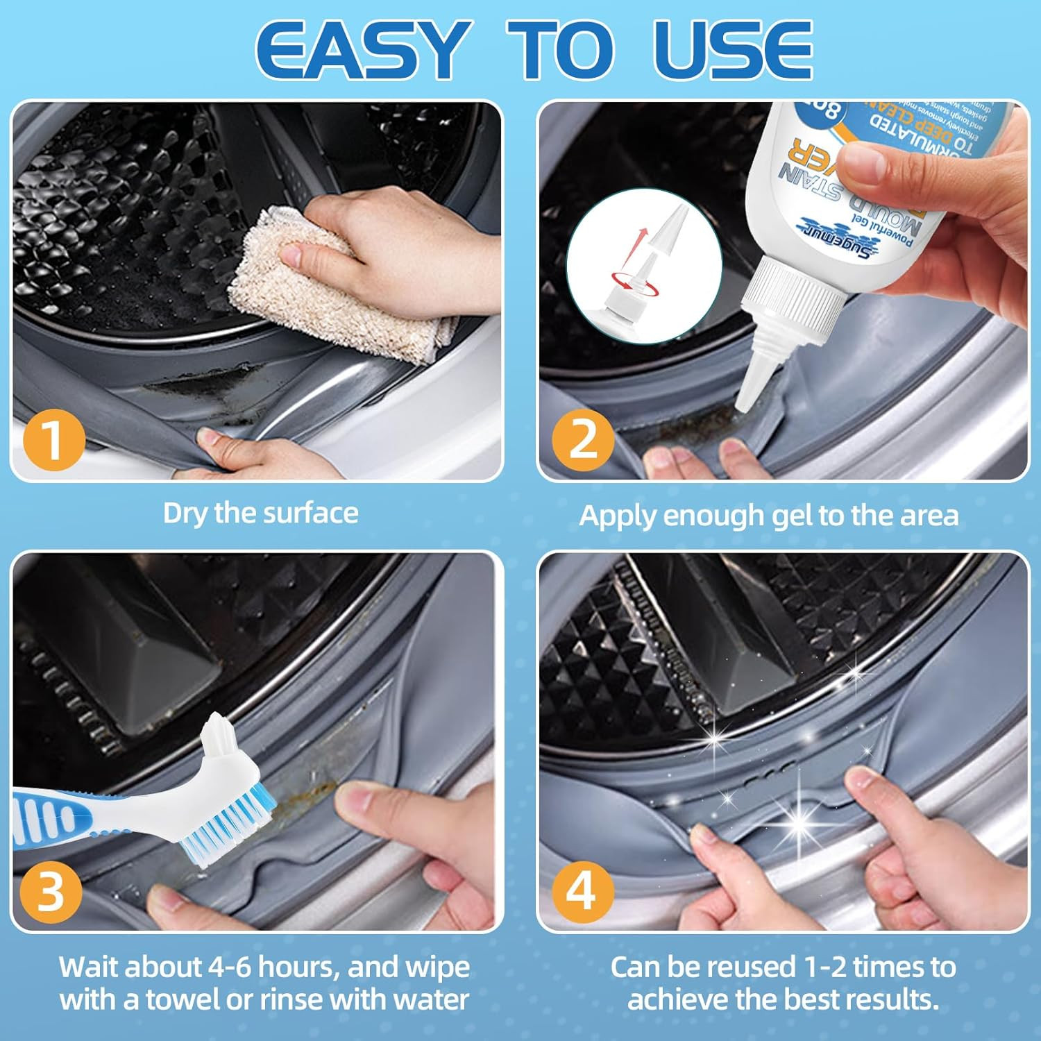 Mold Stain Cleaner Gel, 8 Fl Oz All-Purpose Gel for Home Use on Washing Machine