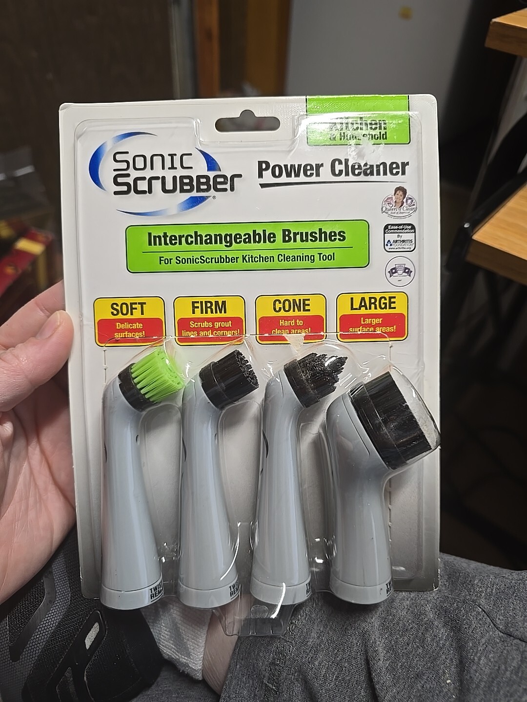 Sonic Scrubber Power Cleaner Interchangeable Brush Heads Kitchen Cleaning Tool