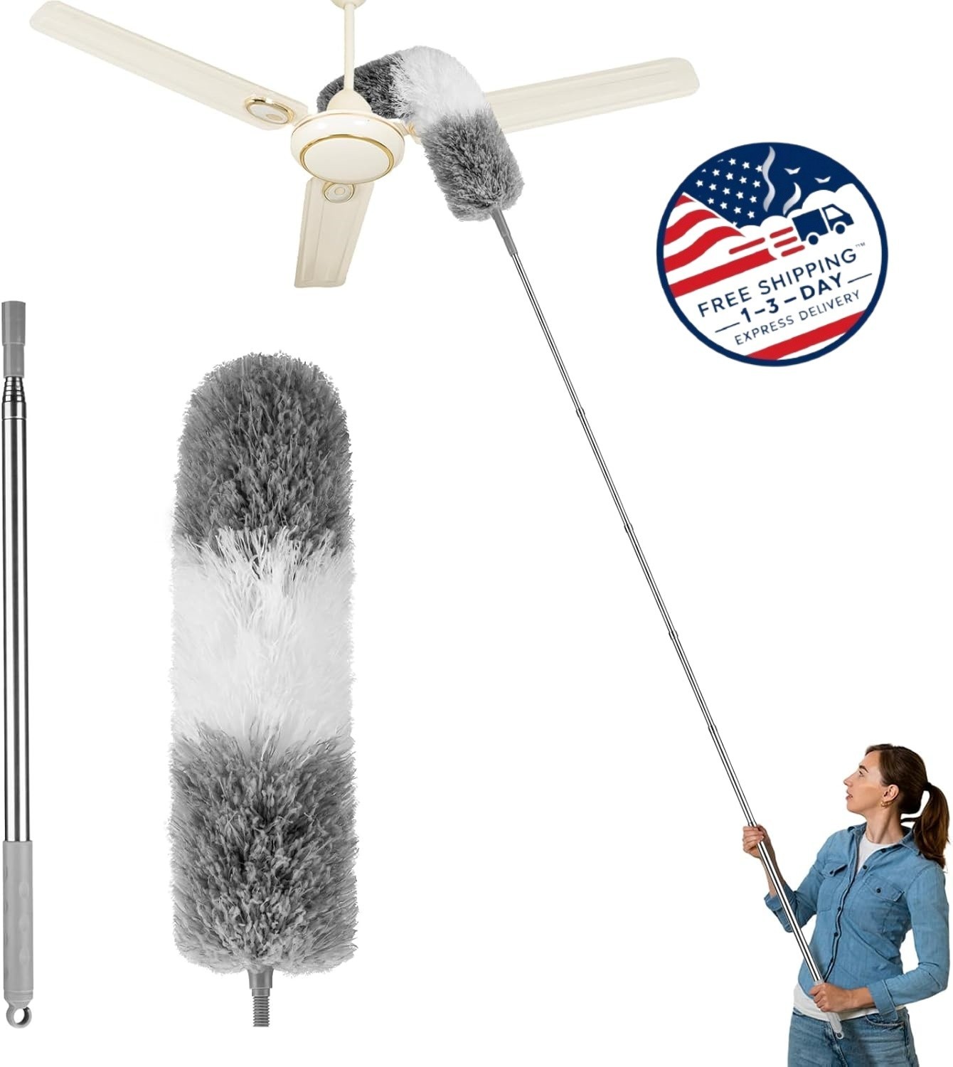 Plumeros para limpieza, plumero con mango extensible, limpiador de ventiladores
