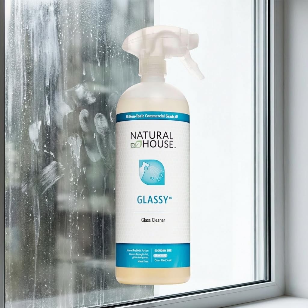 Natural House Glassy – Plant-Based Glass Cleaner Spray Refill – Streak-Free M…