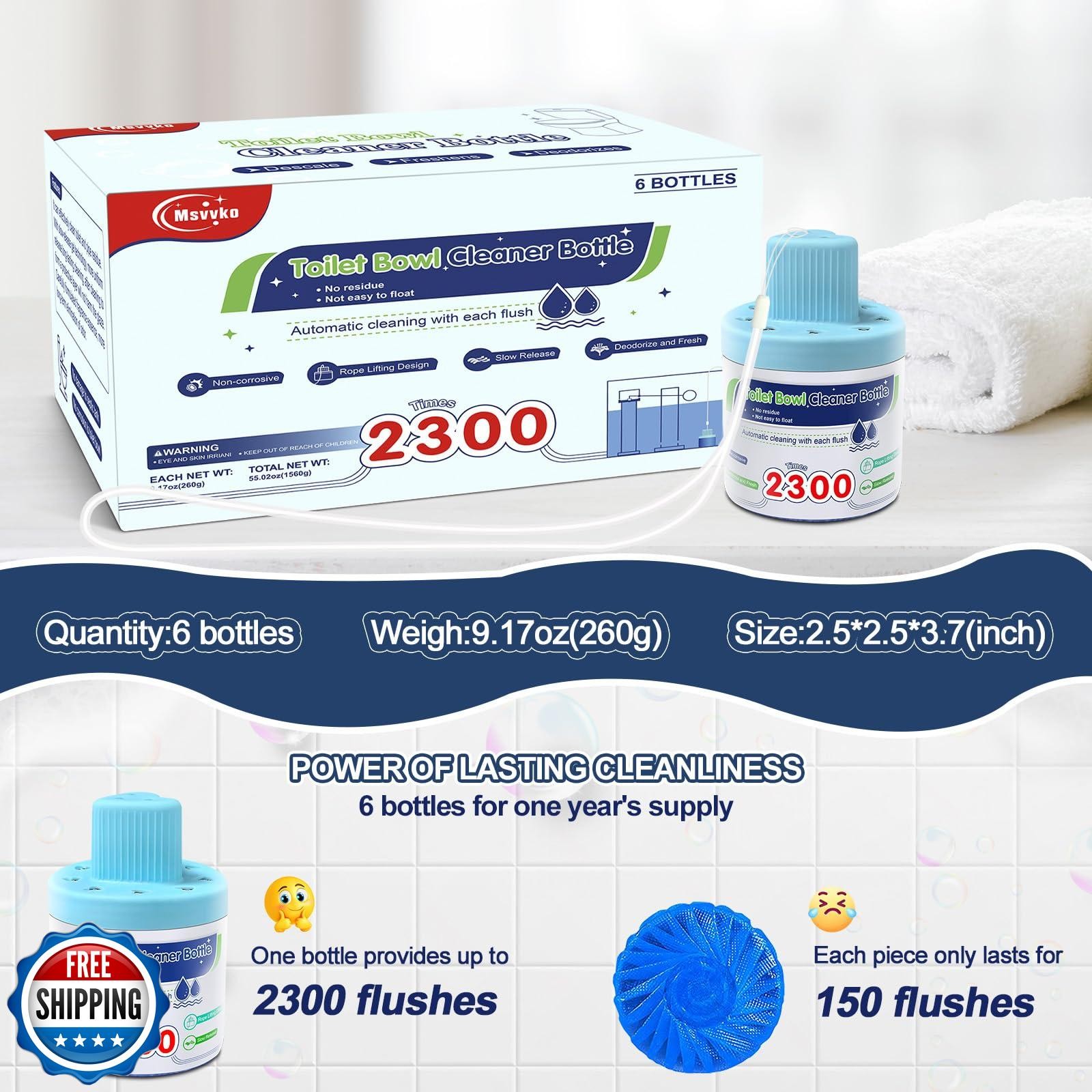 Msvvko Toilet Bowl Cleaners, Automatic Long-Lasting Blue Toilet Cleaner Bottl