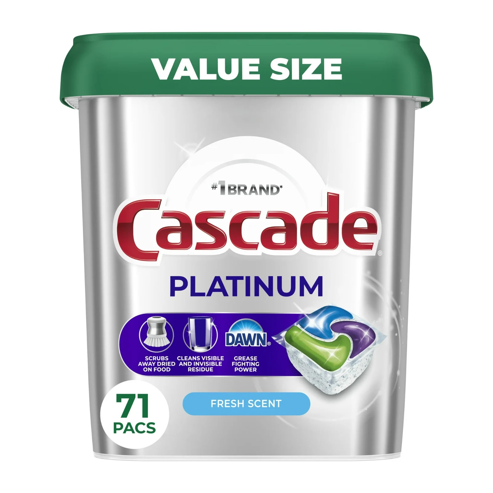 (2 pack) Cascade Platinum Dishwasher Capsules, Dishwasher Detergent, 71 Count