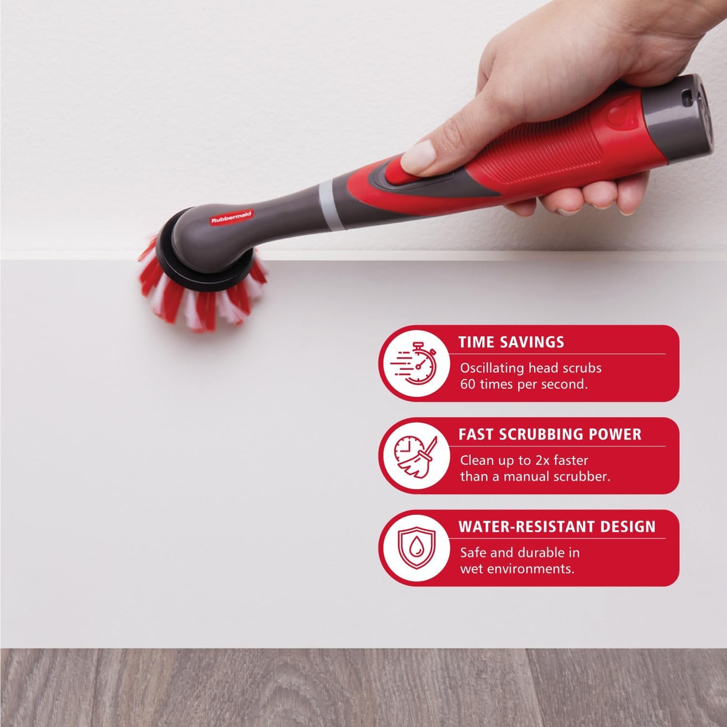 Rubbermaid Reveal 18 Piece Water Resistant Battery Scrubber