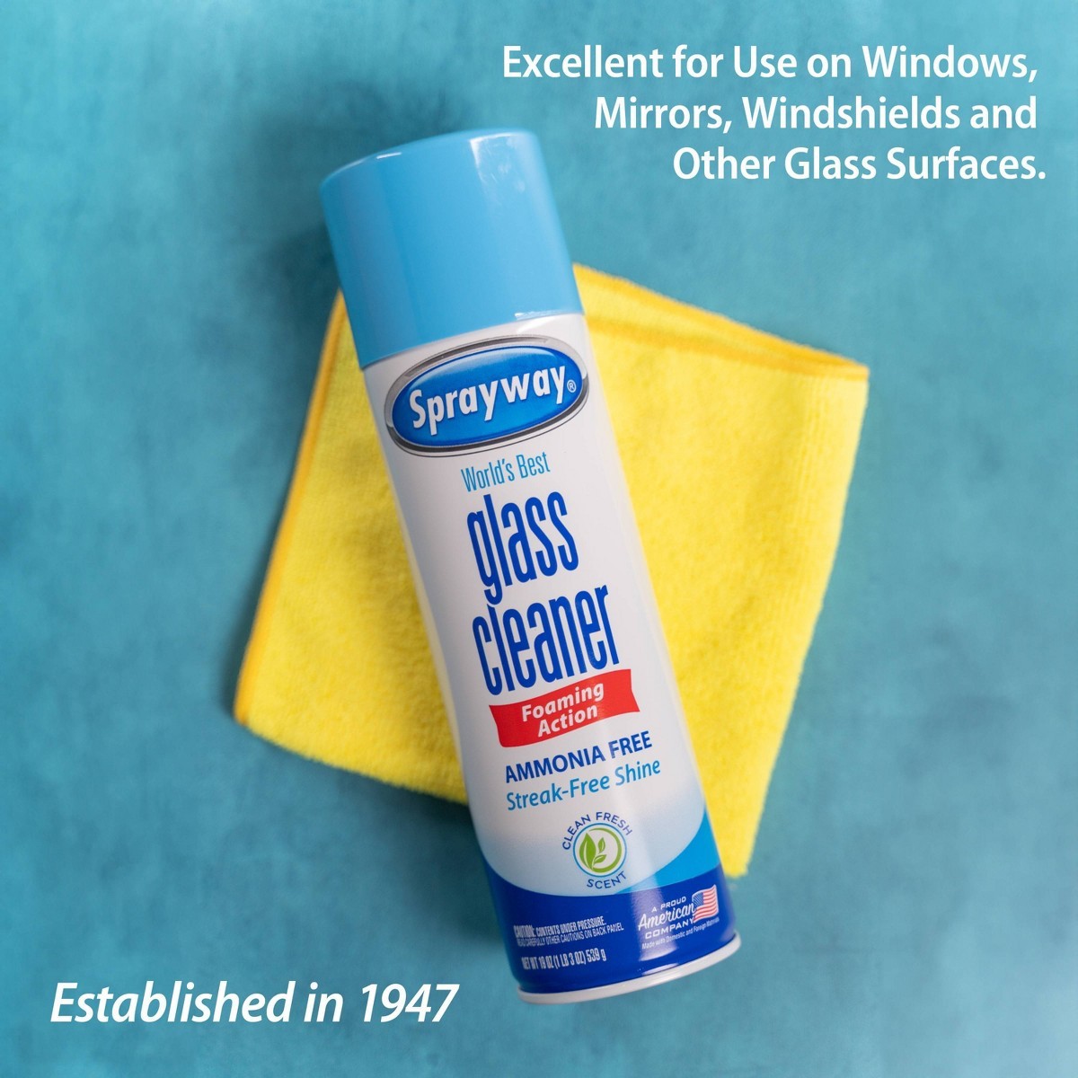 Glass Cleaner Ammonia Free Aerosol-19oz:Fresh Scent,Windows&Mirrors, Streak-Free