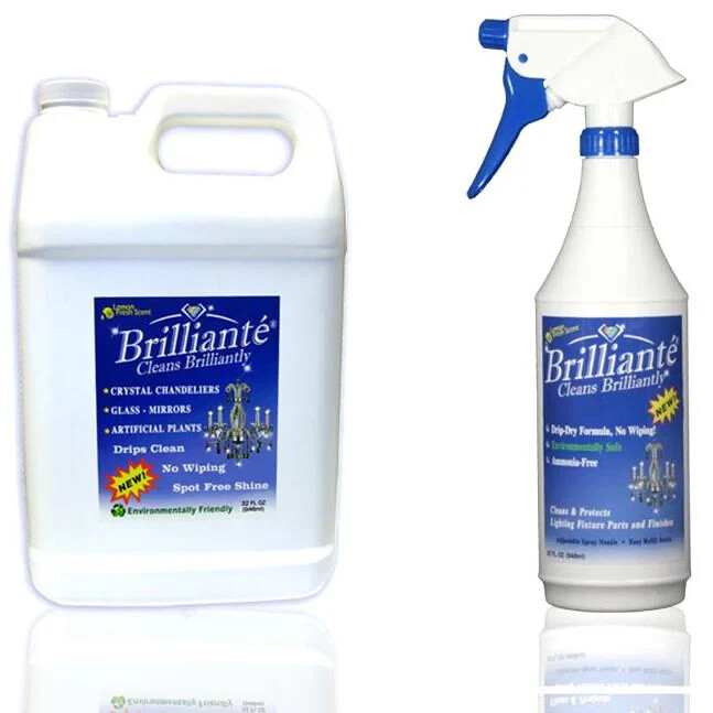 Brilliante Crystal Chandelier Cleaner Spray Bottle + 1 Gallon Refill Bottle