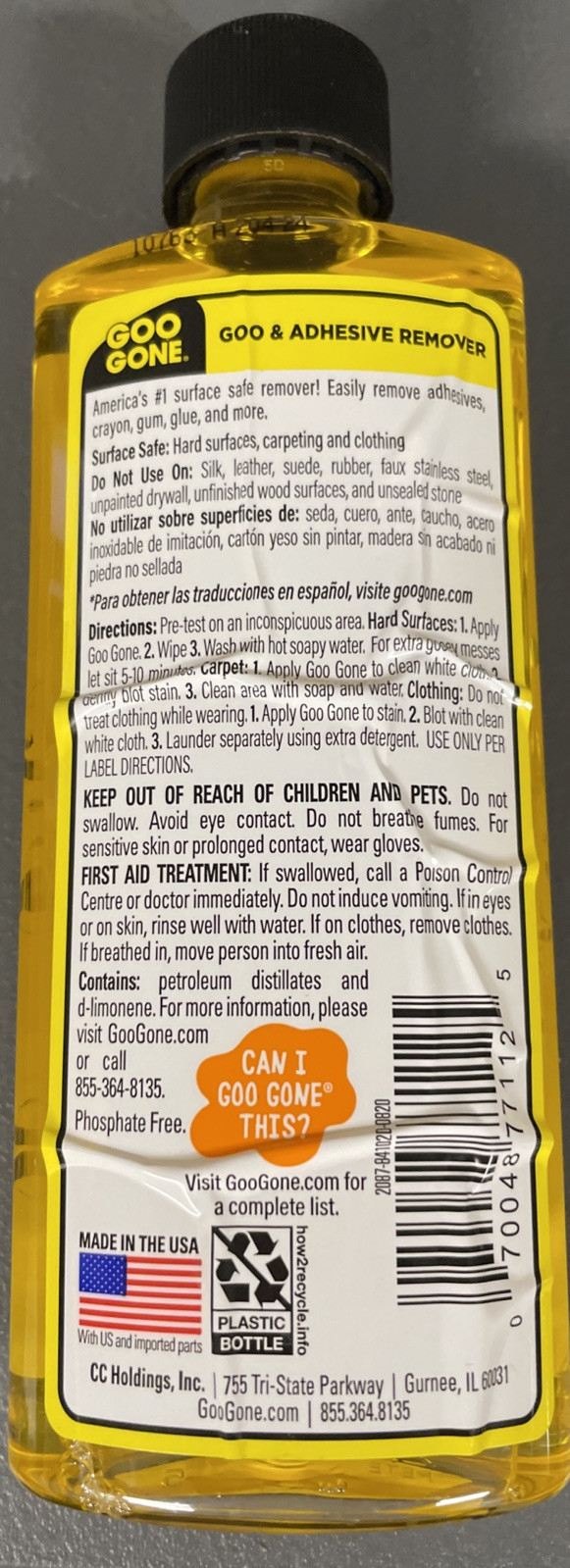 2x GOO GONE Original Goo & Adhesive Remover, Citrus, Sticky Gummy Messes, 8oz Ea