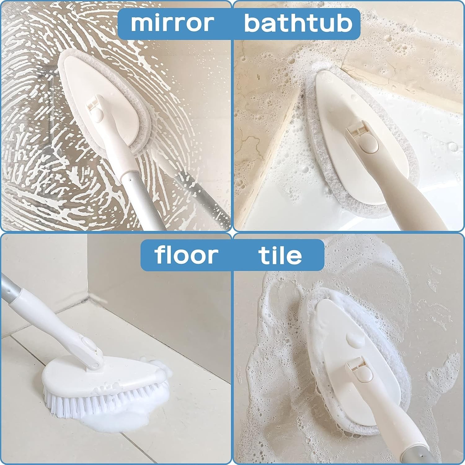 Shower Scrubber Cleaning Brush Combo Bath Tub Tile Cleaner Scrubber Brush wit…