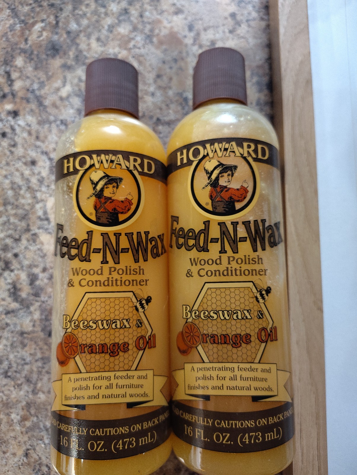 2 Bottles 16 Oz. Howard Feed-N-Wax Wood Polish and Conditioner For Antiques