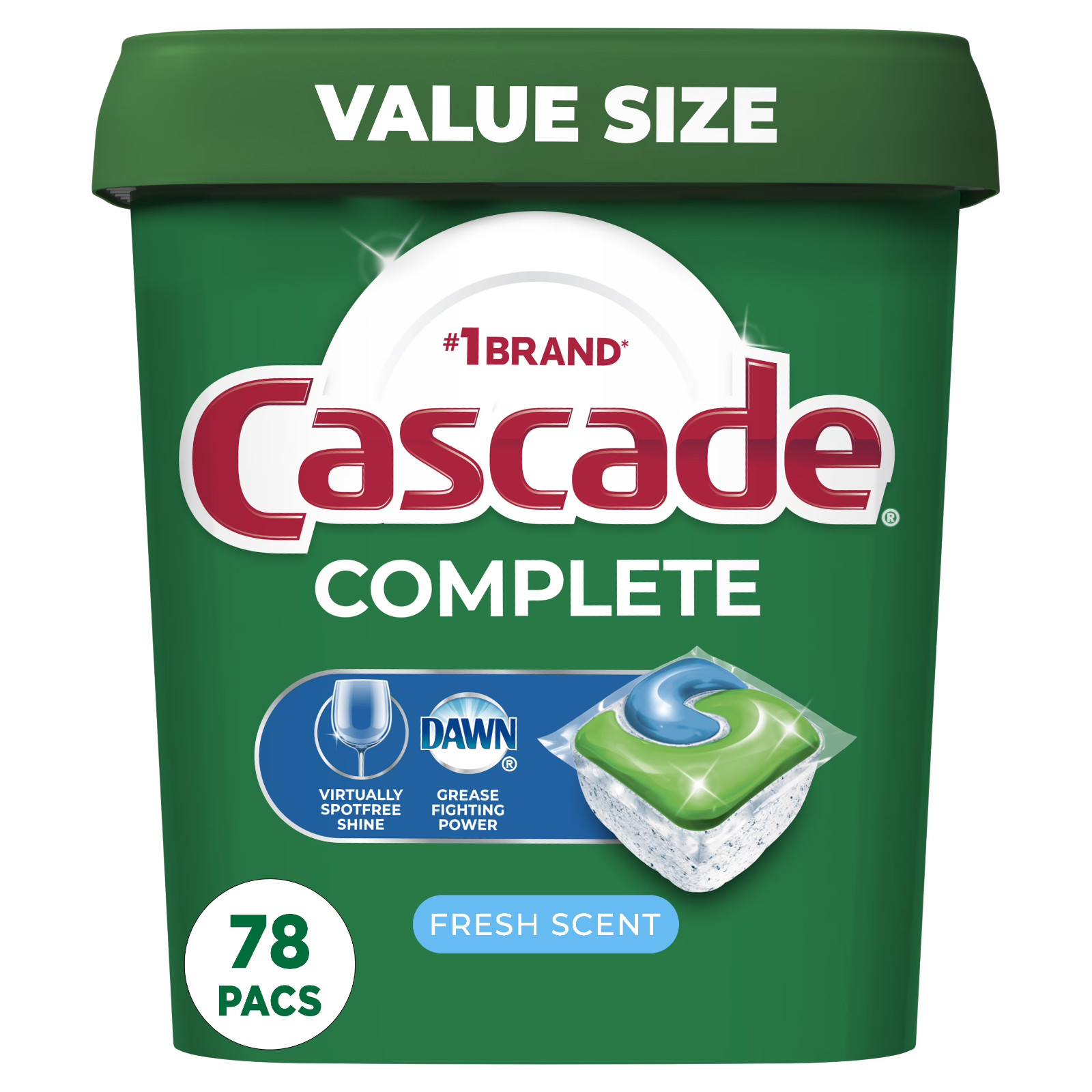 2 PACK – Cascade Complete ActionPacs Dishwasher Detergent Pods Fresh Scent 78 Ct