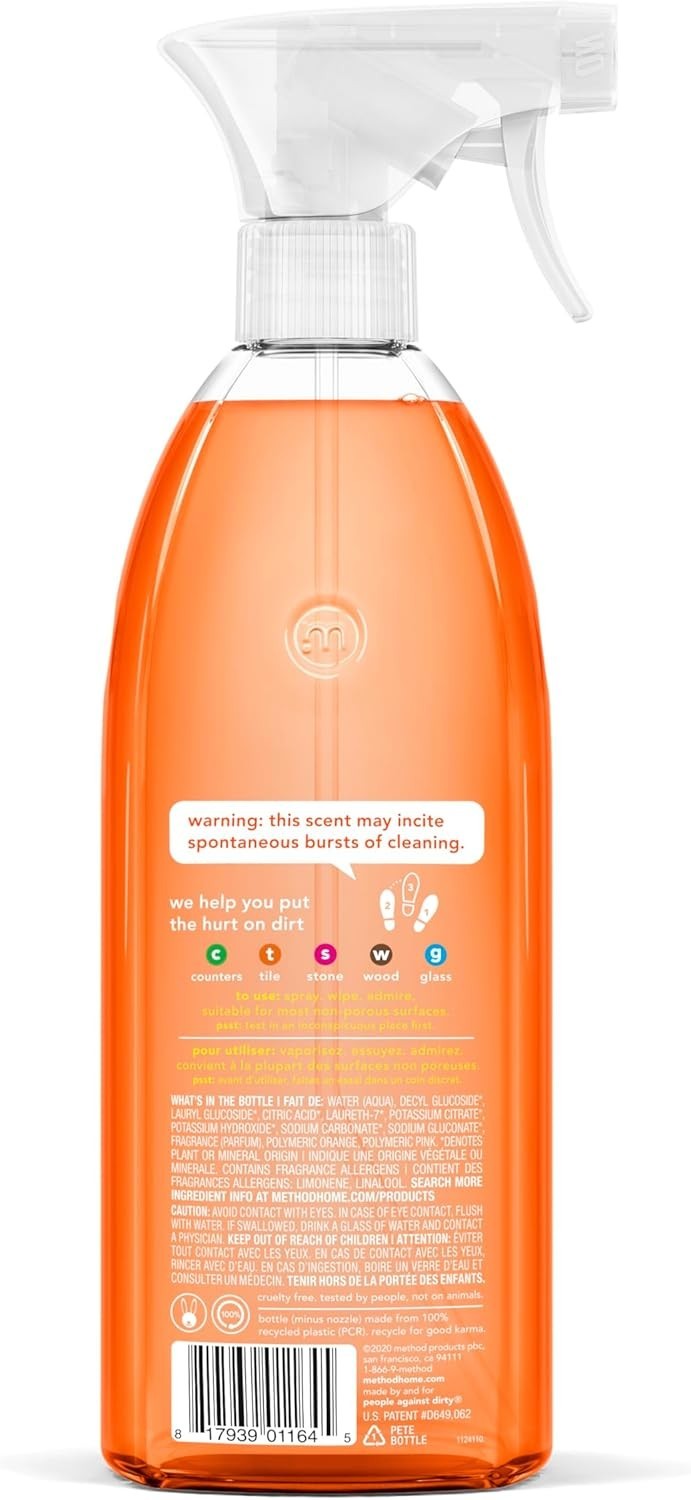 Method All-Purpose Cleaner Spray, Clementine – Eco-Friendly & Powerful 28 Oz …