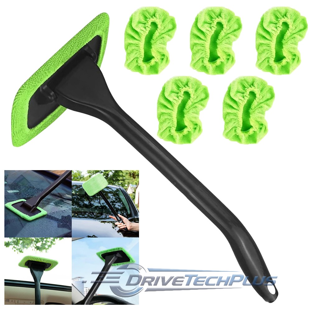 Windshield Cleaner Tool Car Interior Window Cleaning Wash Kit w/ 5pcs Cloth Pads