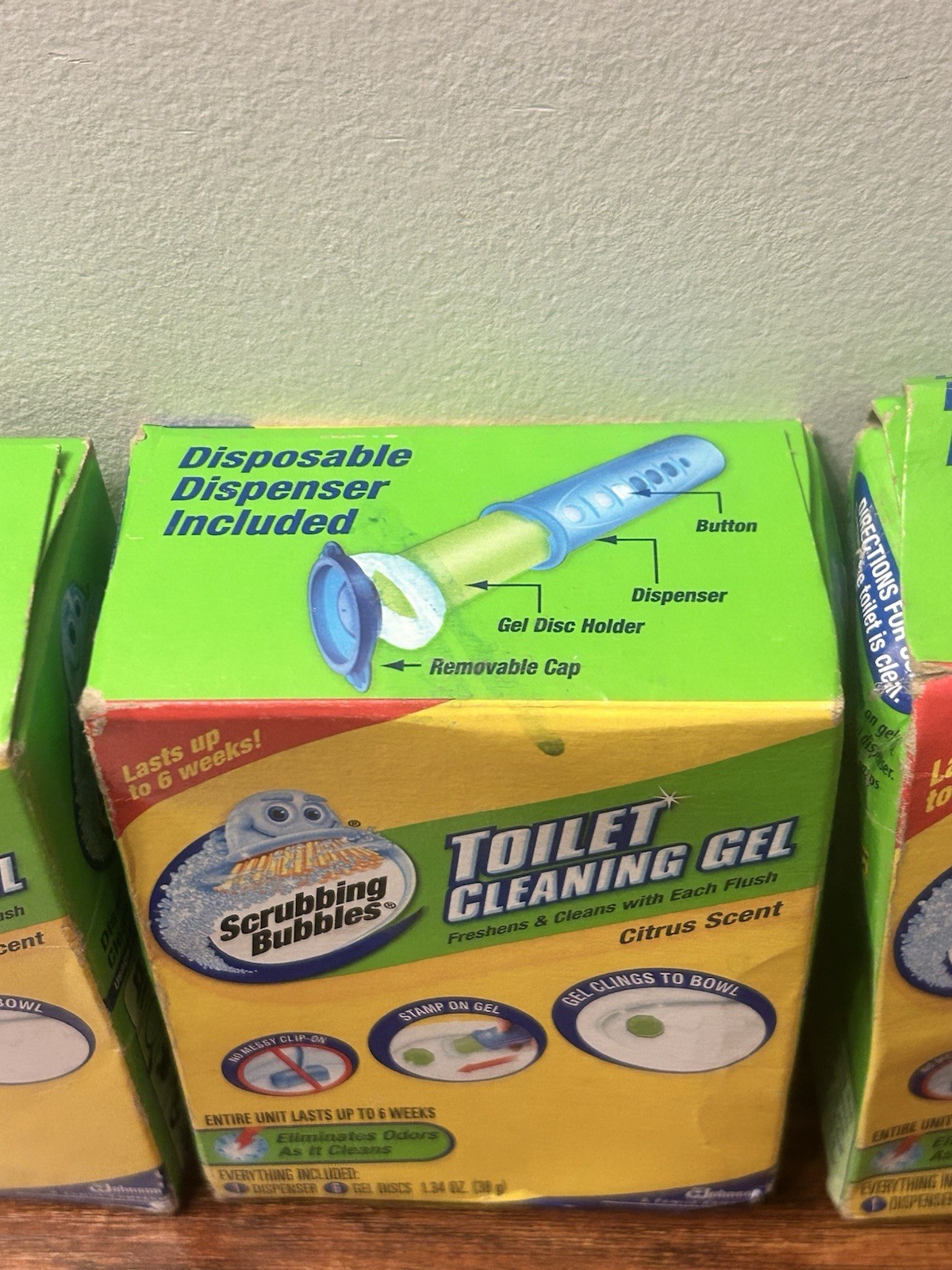 Lot of 3 Scrubbing Bubbles Toilet Cleaning Gel Citrus Scent 6 Gel Discs Each