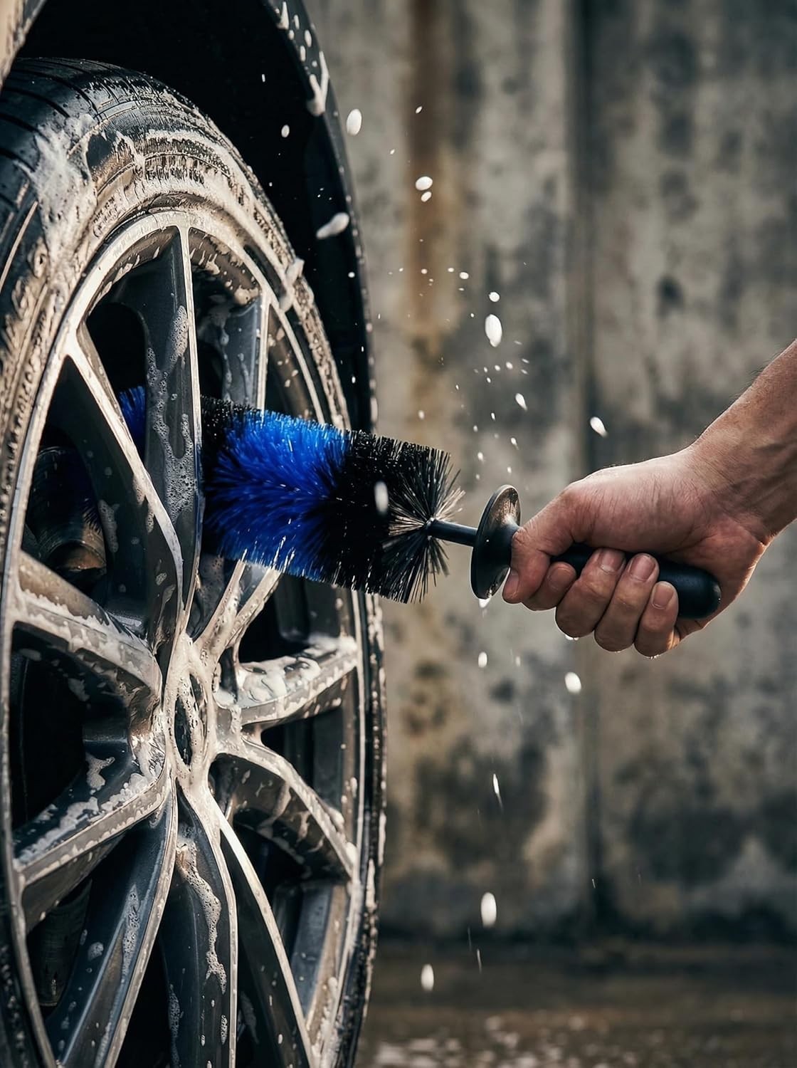 Master Wheel & Tire Brush – Soft Bristle 9.5-inch Detailing Tool for Easy