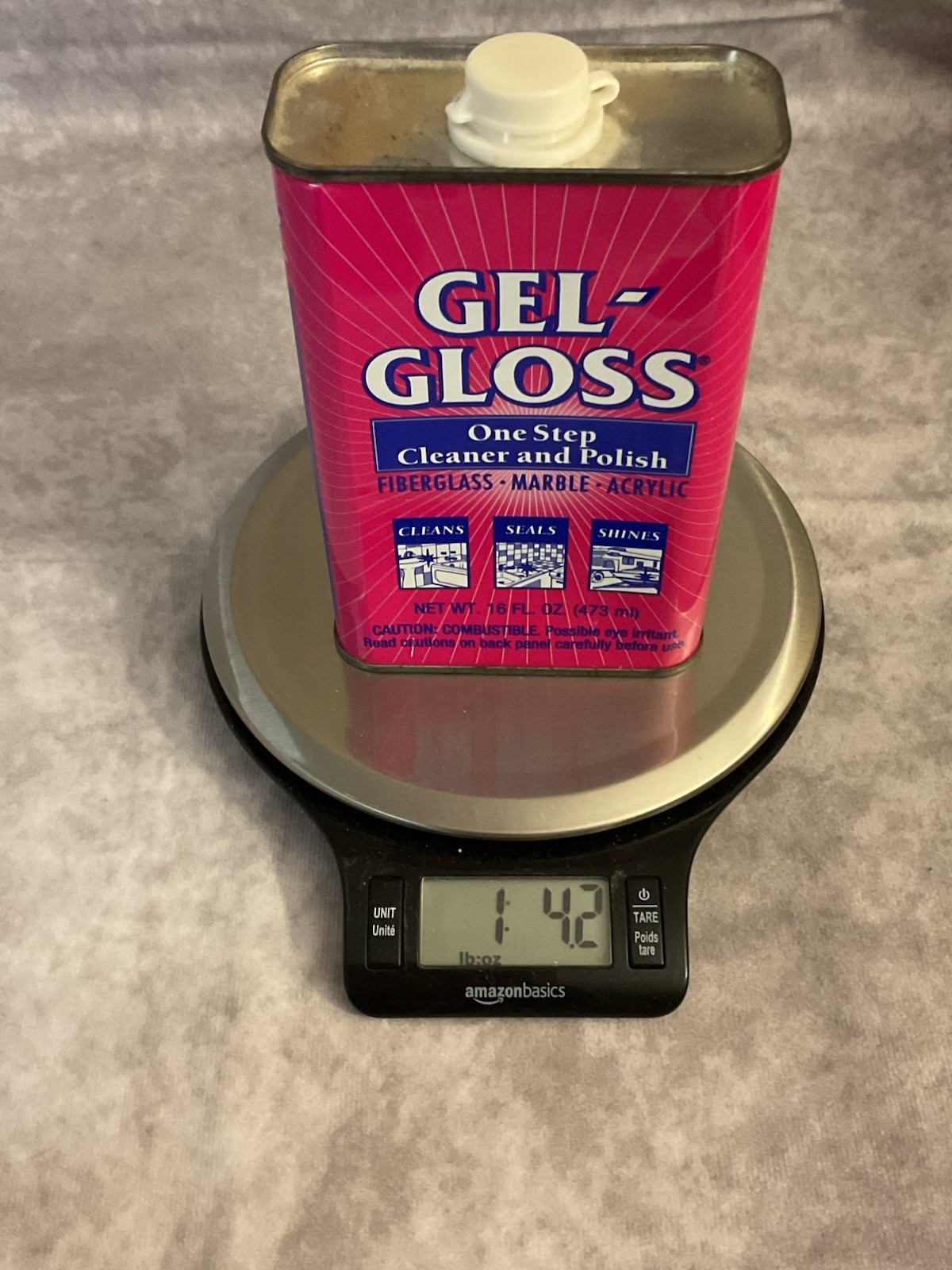 GEL-GLOSS ONE STEP CLEANER & POLISH FOR FIBERGLASS MARBLE ACRYLIC 16 FL OZ NOS
