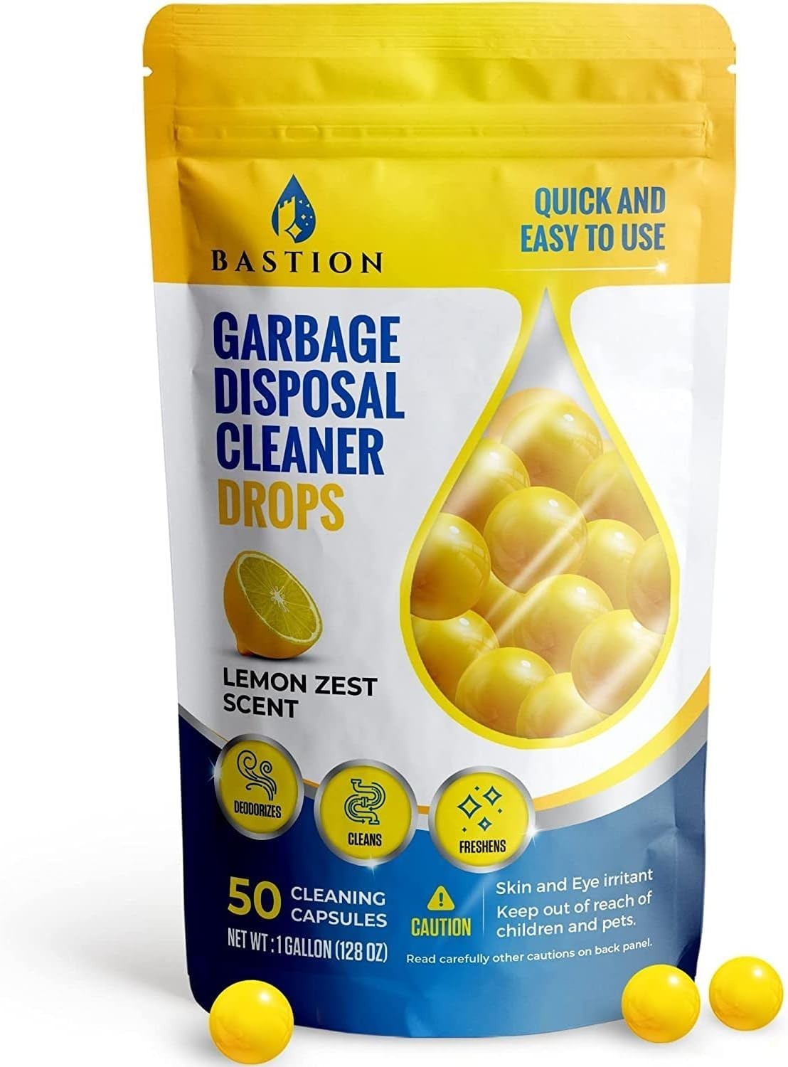 Garbage Disposal Cleaner & Deodorizer Drops- [[50-Count]] Lemon Zest Scented