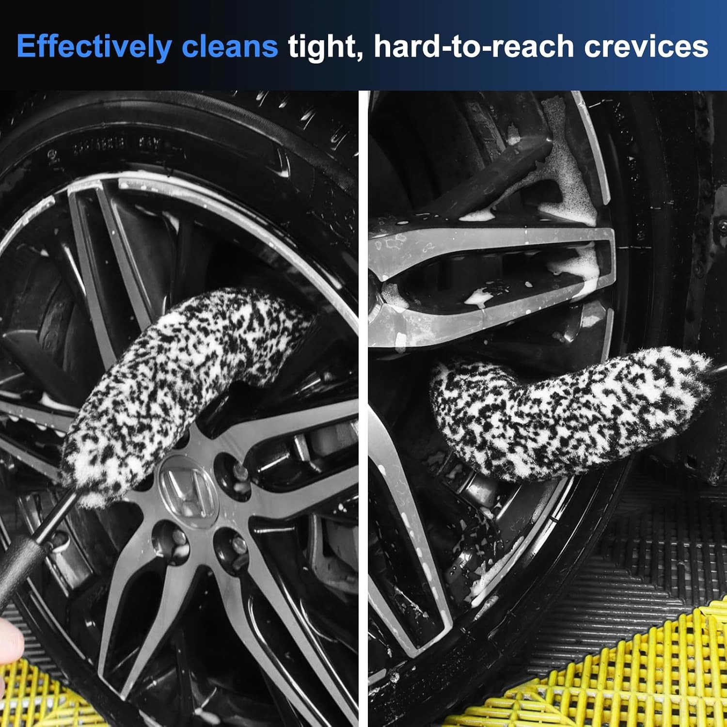 Car Wheel & Tire Brush Set, Wheel Cleaner Brush, Soft & Stiff Bristle