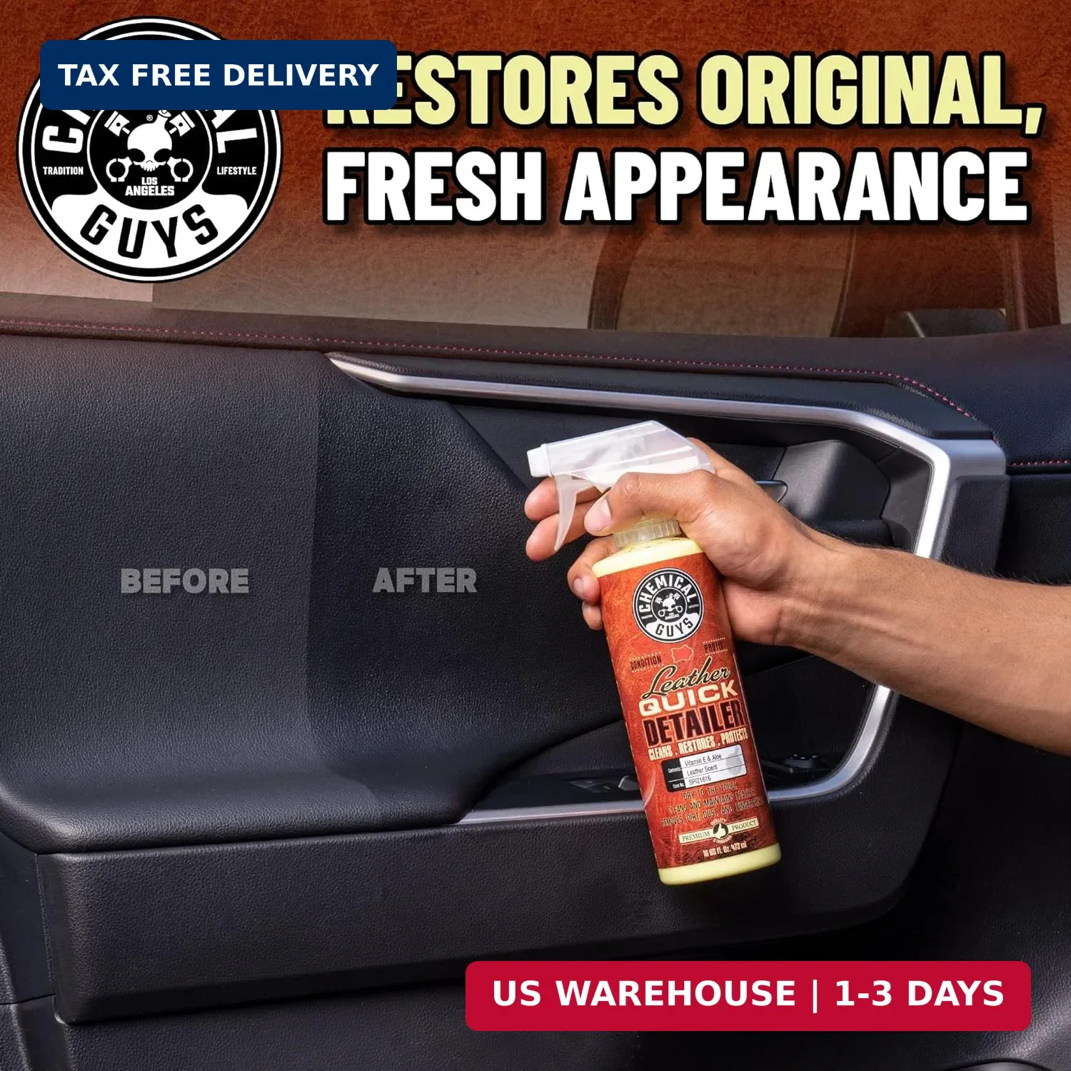 Chemical Guys Leather Quick Detailer – Interior Cleaner and Conditioner for Natu