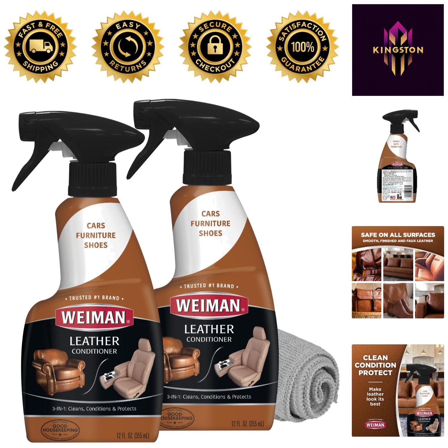 Complete Leather Care Solution – 12oz Moisturizing Spray for Goods and Vehicles
