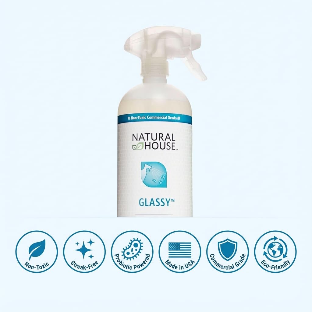 Natural House Glassy – Plant-Based Glass Cleaner Spray Refill – Streak-Free M…