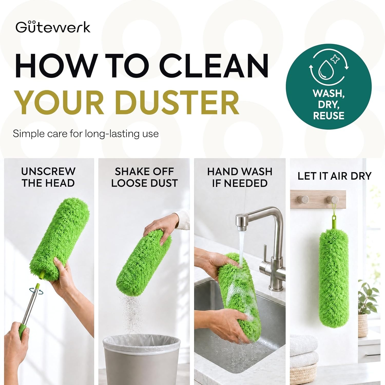 100″ Extendable Microfiber Duster – Washable, Bendable