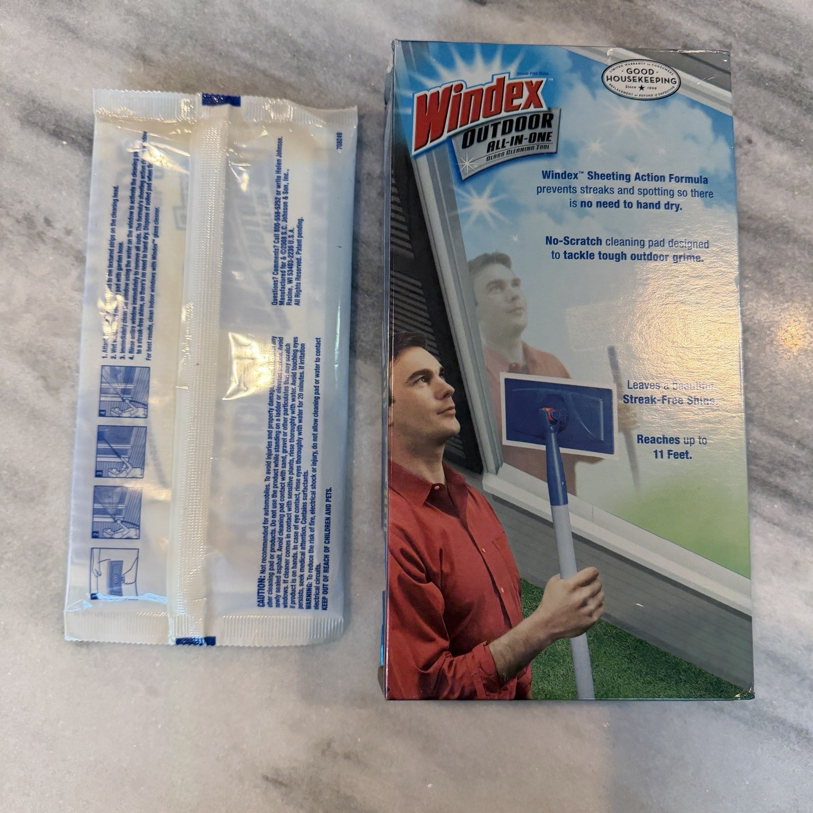 Windex Outdoor All-in-One Window Glass Cleaning Starter Tool Kit & 1 Refill Pad