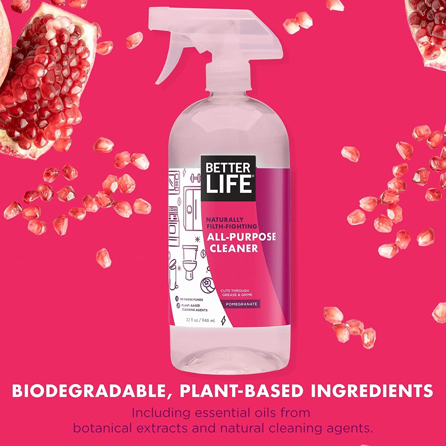 2 Pc Better Life Multi-Purpose Cleaner, Pomegranate, 32 Fl Oz Liquid New