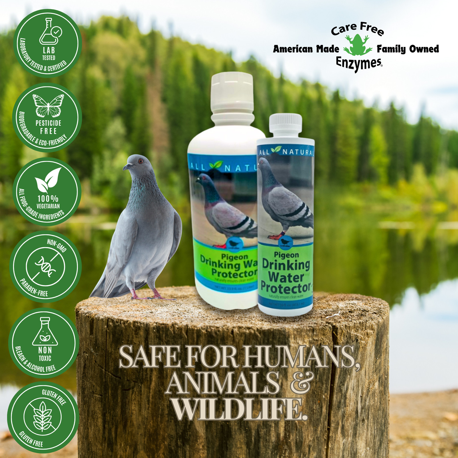 Pigeon Drinking Water Protector | Keeps Water Fresh & Slime-Free | 16 oz & 33.9
