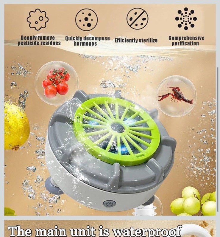 Portable Rechargeable Fruit Vegetable Washer Cyclone Cleaning Safe & Effective