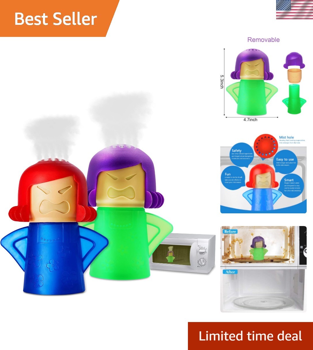 Microwave Cleaner Steam Cleaner 2pcs Easy Clean Vinegar Water Home Office